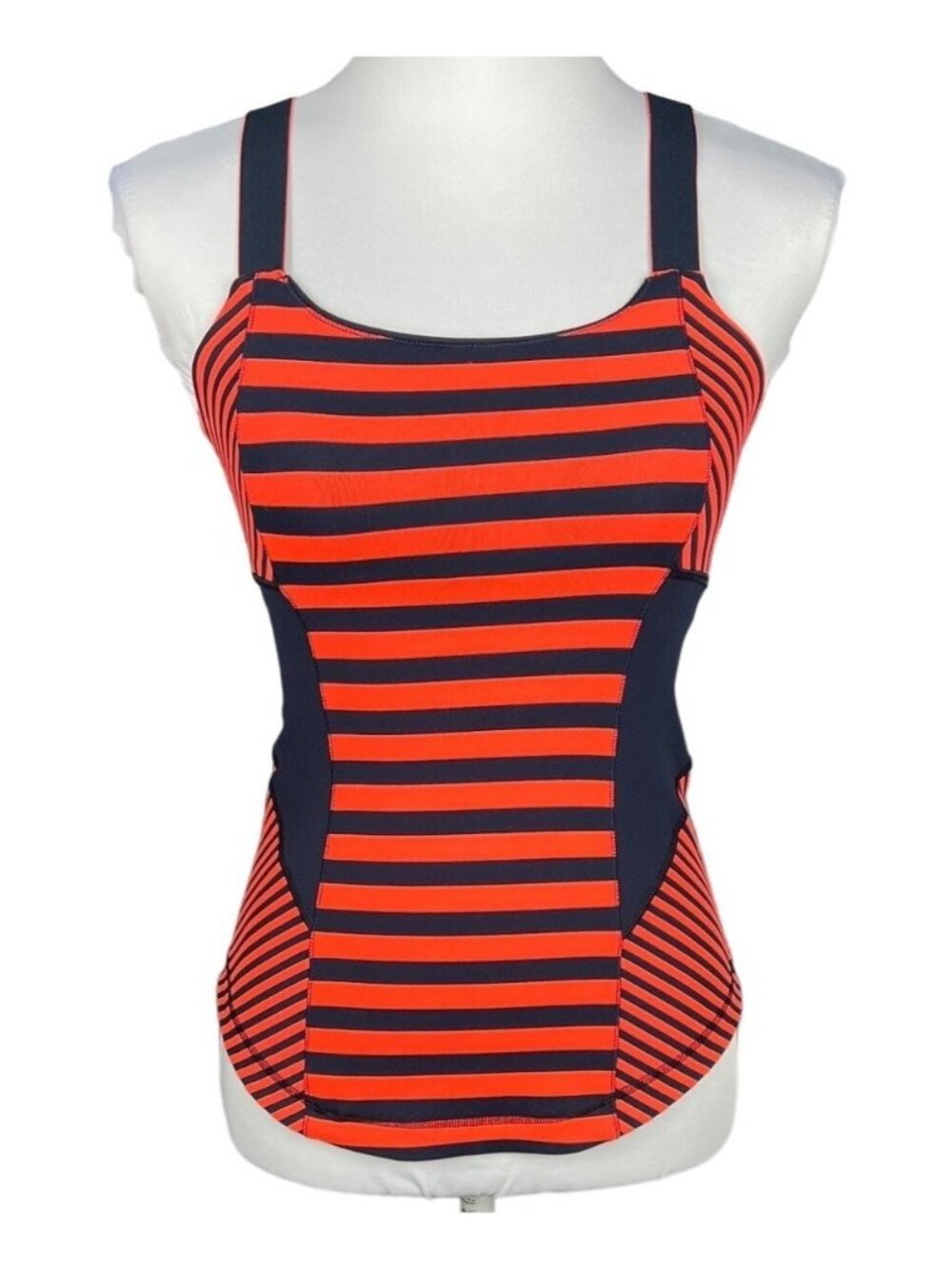 Lululemon Orange  Navy Striped Stretch Tank Size 4